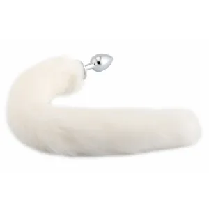 14" White Cat Tail Stainless Steel Plug