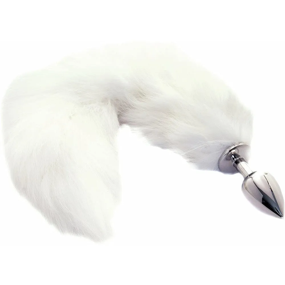 14" White Cat Tail Stainless Steel Plug