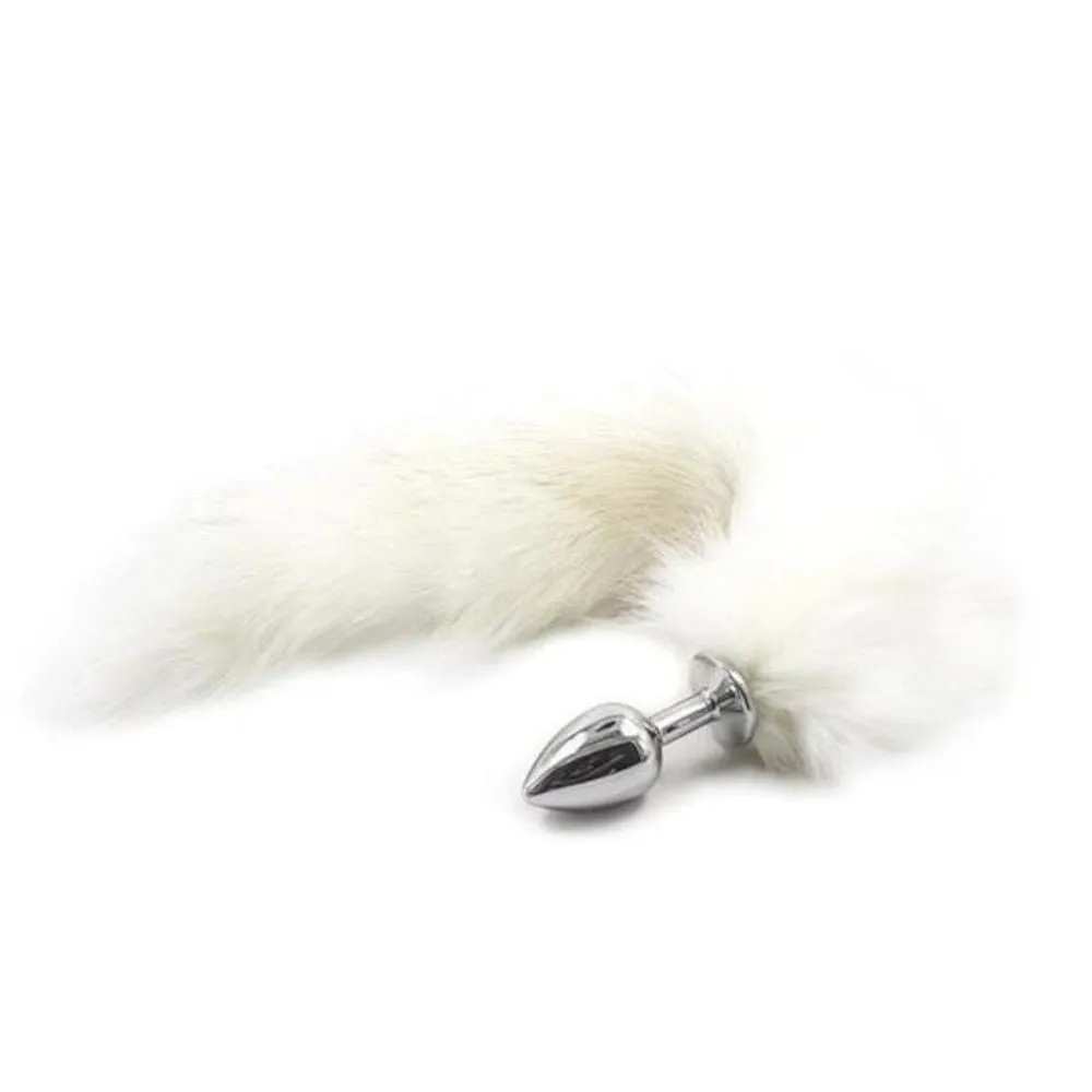 14" White Cat Tail Stainless Steel Plug