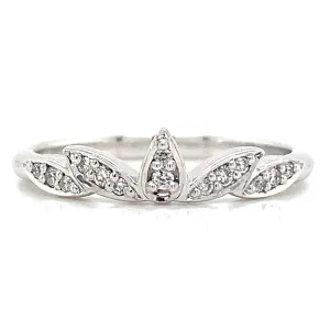 18ct White Gold Floral Earth Grown Diamond Crown Ring