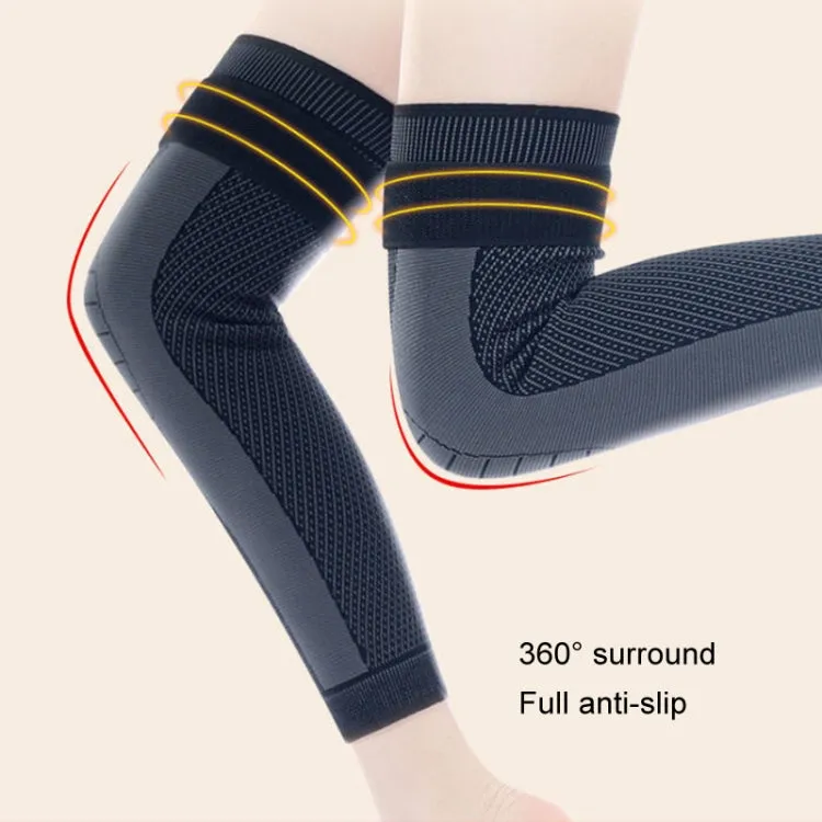 1pair Anti-Slip Compression Straps Keep Warm And Lengthen Knee Pads, Size: M(Mugwort Orange)