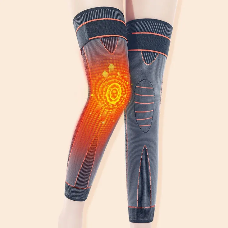 1pair Anti-Slip Compression Straps Keep Warm And Lengthen Knee Pads, Size: M(Mugwort Orange)