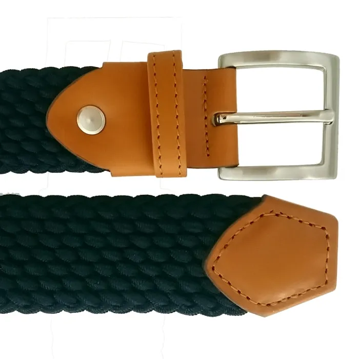 30 mm Leather-Trimmed Viscose Belt Navy