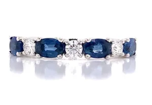 9ct White Gold Earth Grown Oval Sapphire And Diamond Ring