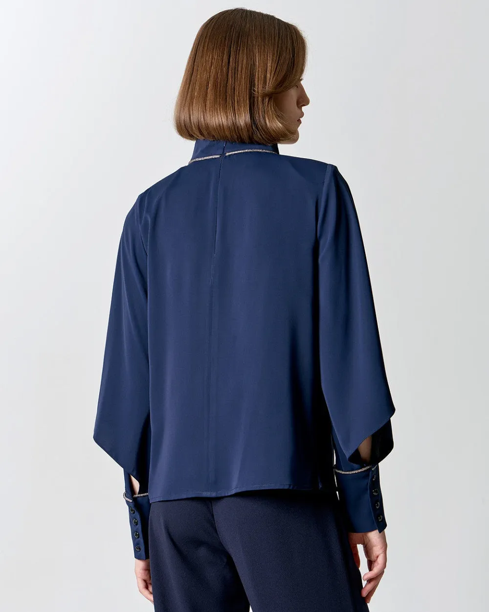 Access Blouse With Rhinestones Detail Navy