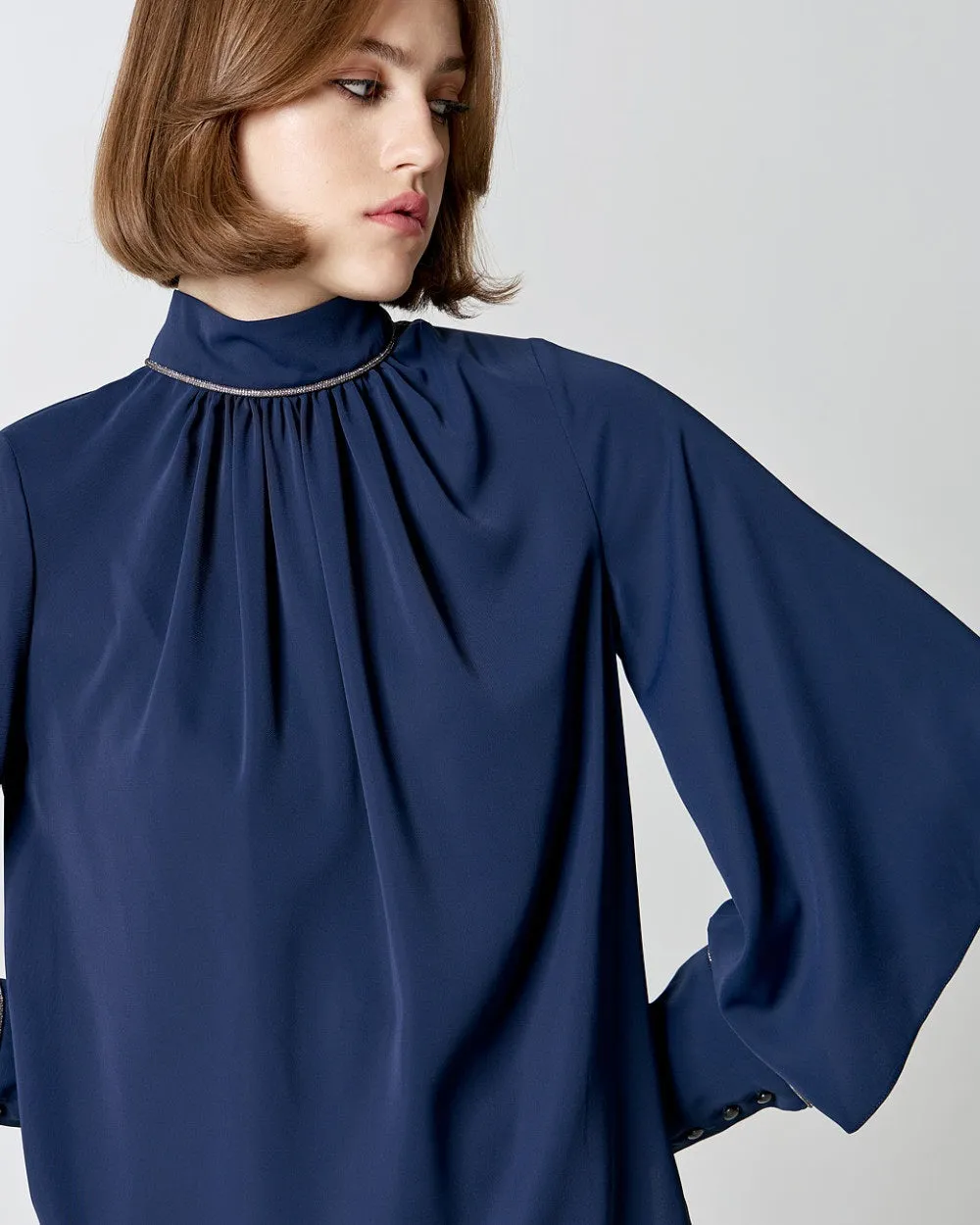 Access Blouse With Rhinestones Detail Navy