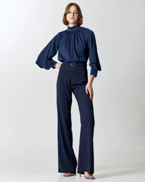 Access Blouse With Rhinestones Detail Navy