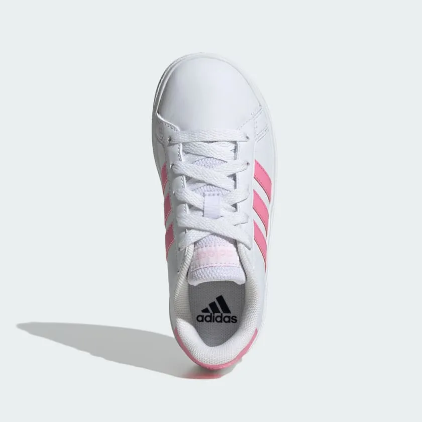 ADIDAS KID'S GRAND COURT 2.0 SIZES 4-7 WHITE/PINK SHOES