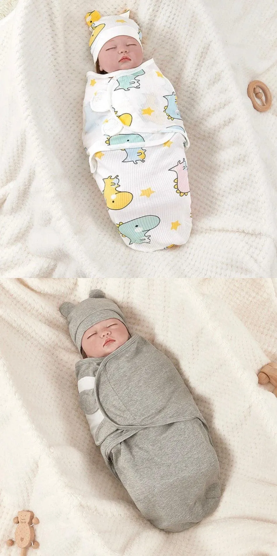 Adjustable Cotton Newborn Sleeping Bag Set - Cozy Baby Swaddle Wrap with Hat | Anti-Kick Warm Soft Blanket for Infants