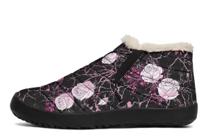 Amethyst Kintsugi Rose Winter Sneakers - Warm & Easy Slip-On Shoes Lined with Vegan Wool with Anti-Slip Soles