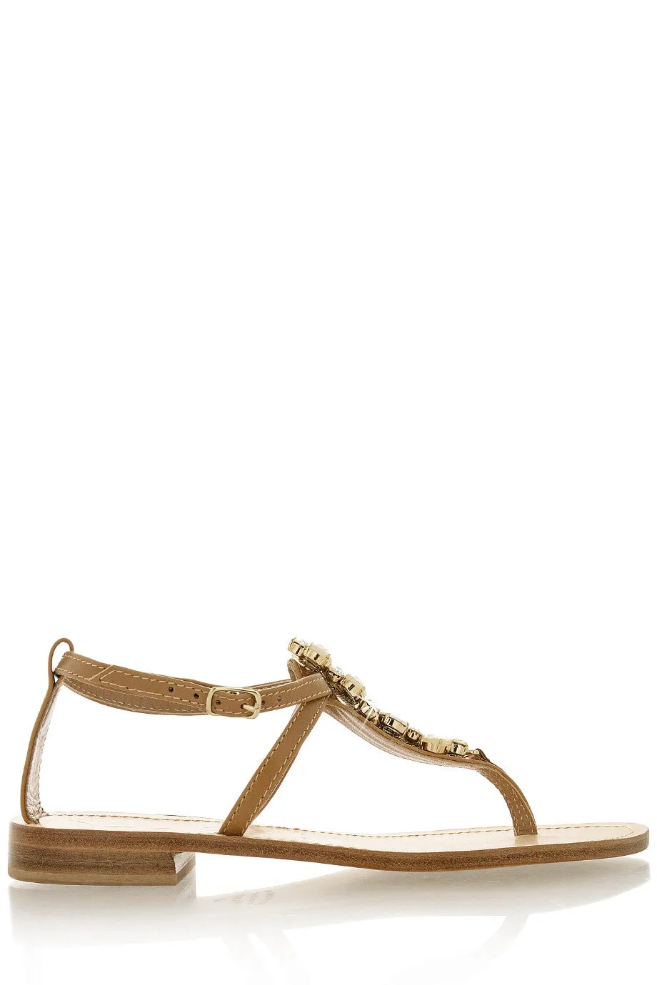 ANGELO VALENTE ZORA Beige Crystal Sandals