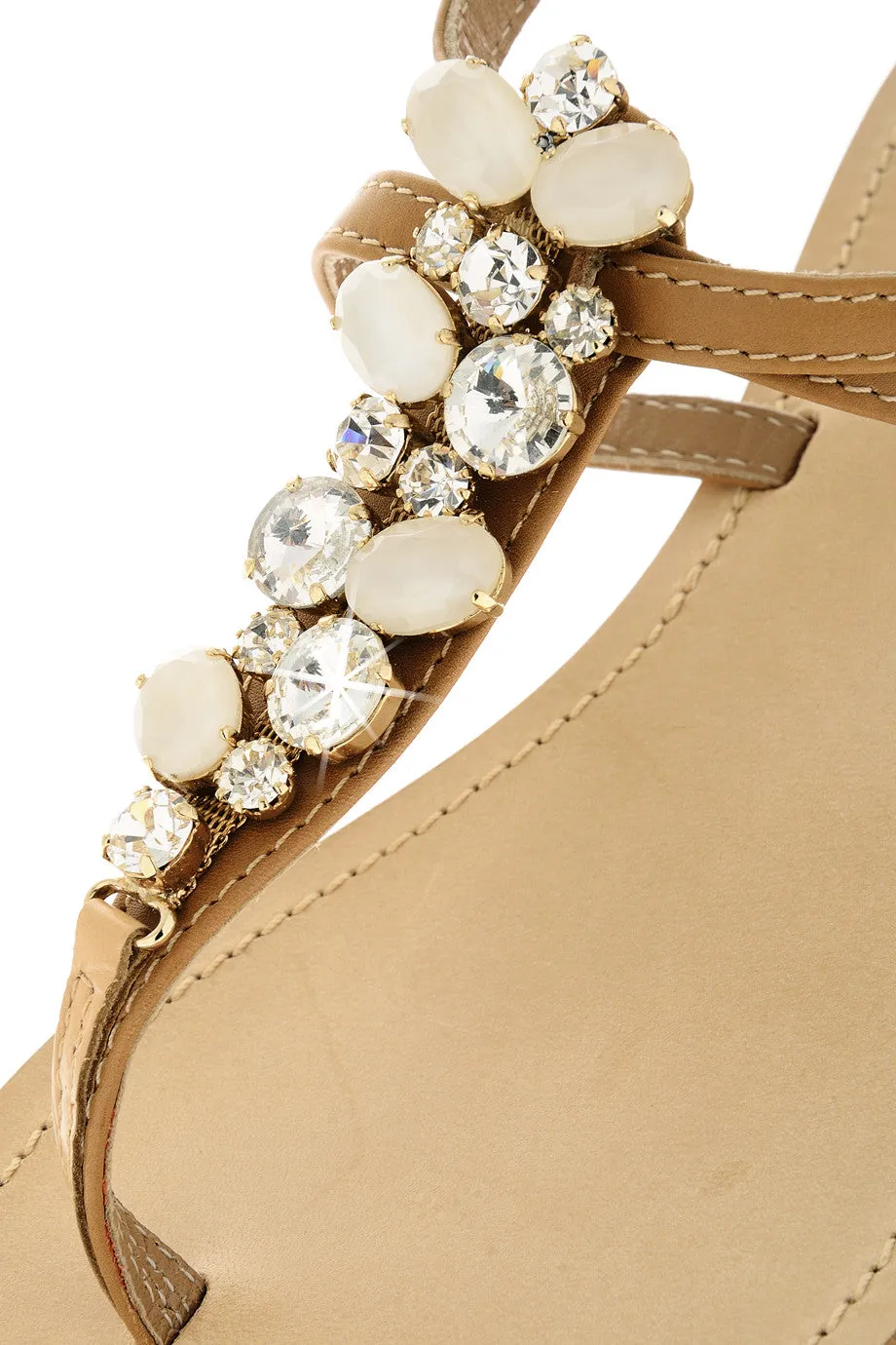 ANGELO VALENTE ZORA Beige Crystal Sandals