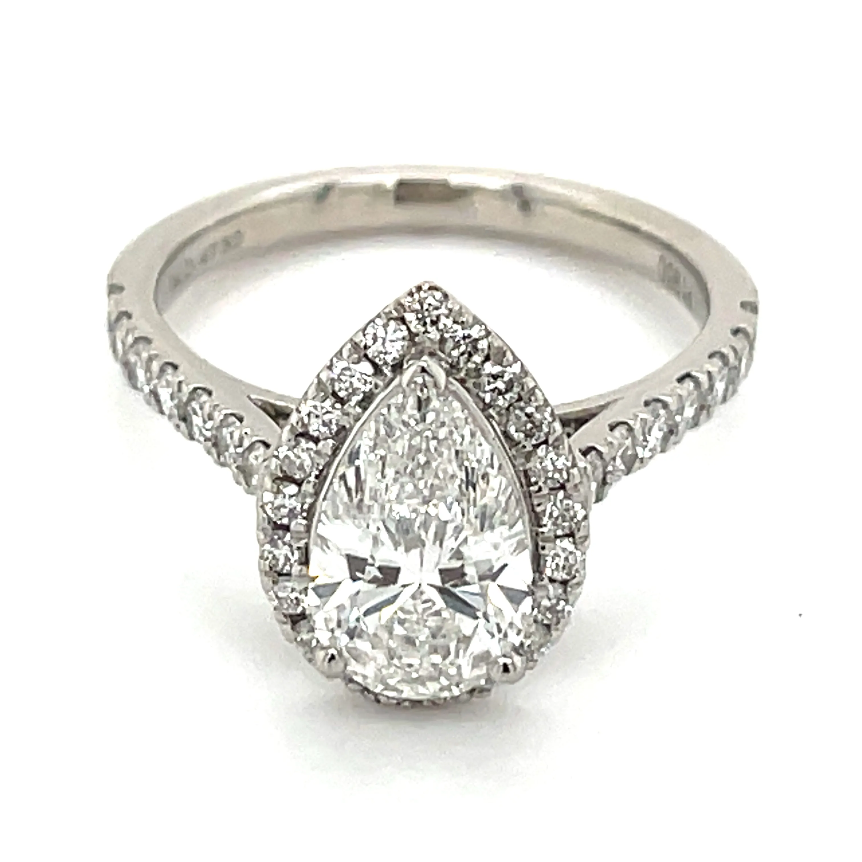 Aubrey - Platinum 2.06ct Laboratory Grown Pear Cut Diamond Halo Engagement Ring