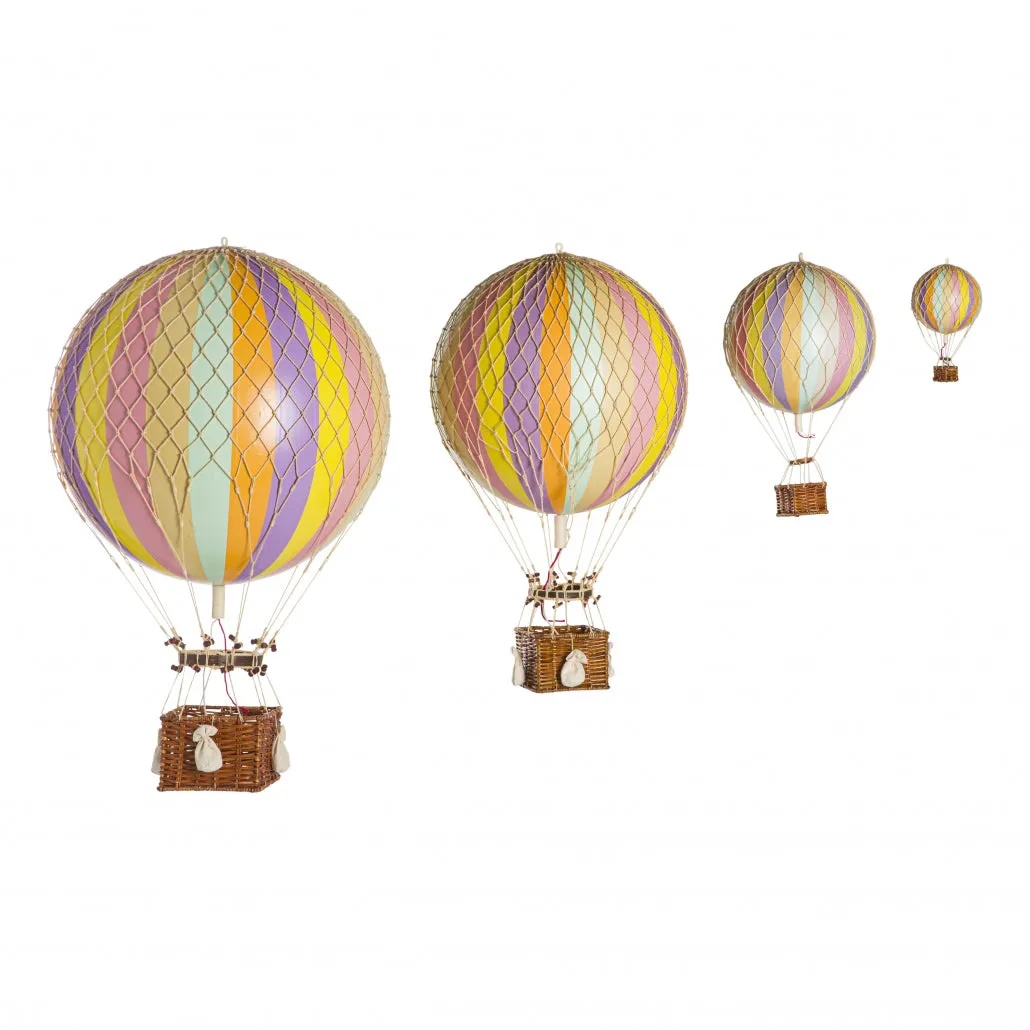 Authentic Models Floating The Skies, Rainbow Pastel - Hot Air Balloon Hanging Decor - 13cm