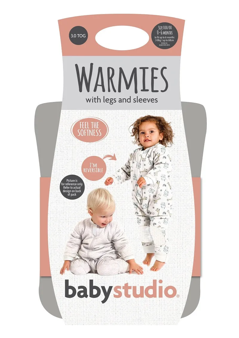 Baby Studio Cotton Warmies With Arms And Legs 3.0 TOG - Oatmeal/Rumble Jungle