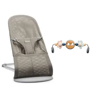 BabyBjörn Baby Bouncer Bliss   Toy - Googly Eyes Pastel - Grey Beige - Mesh