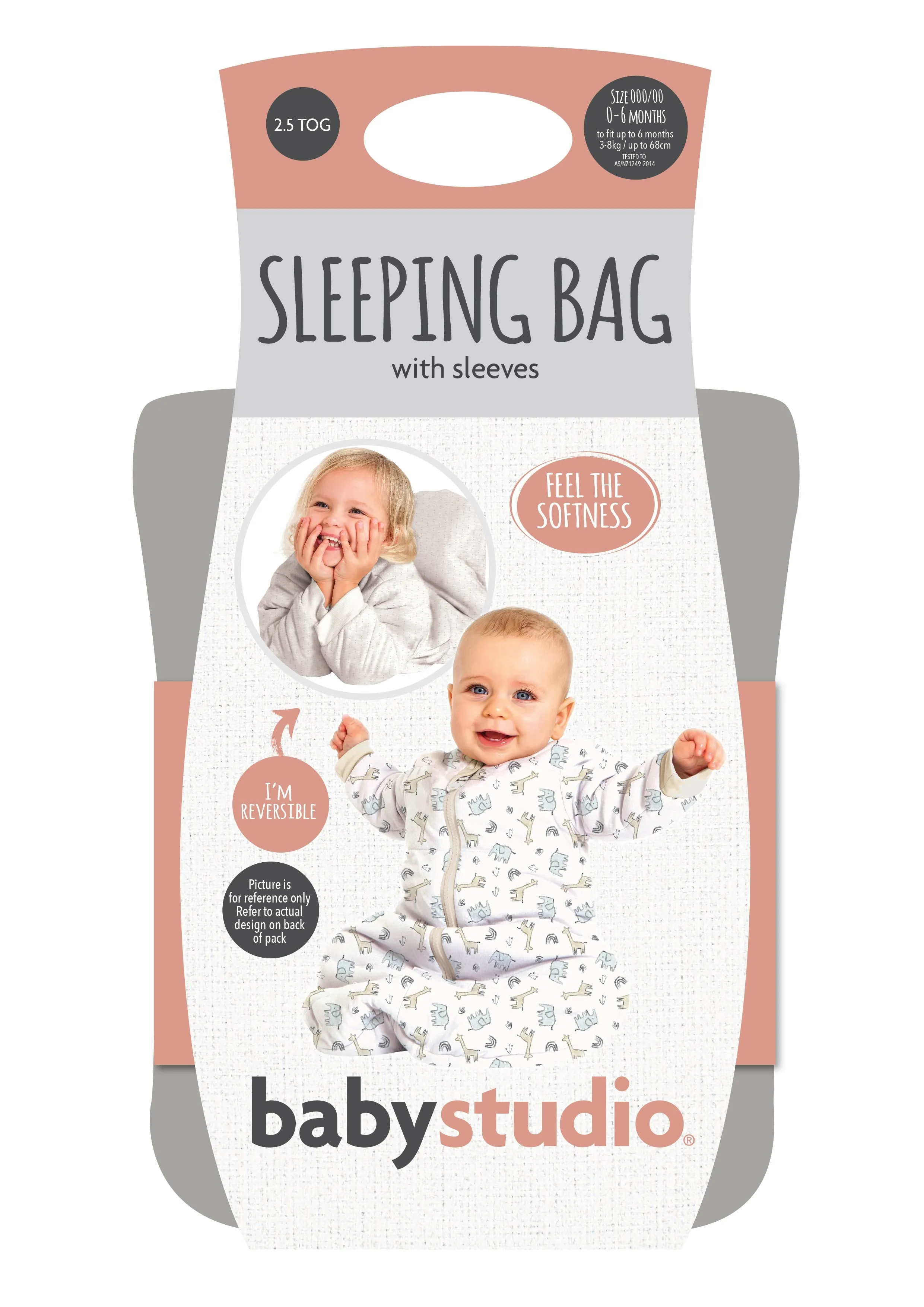 babystudio sleeping bag cotton with arms 3.0 TOG -  oatmeal/rumble jungle