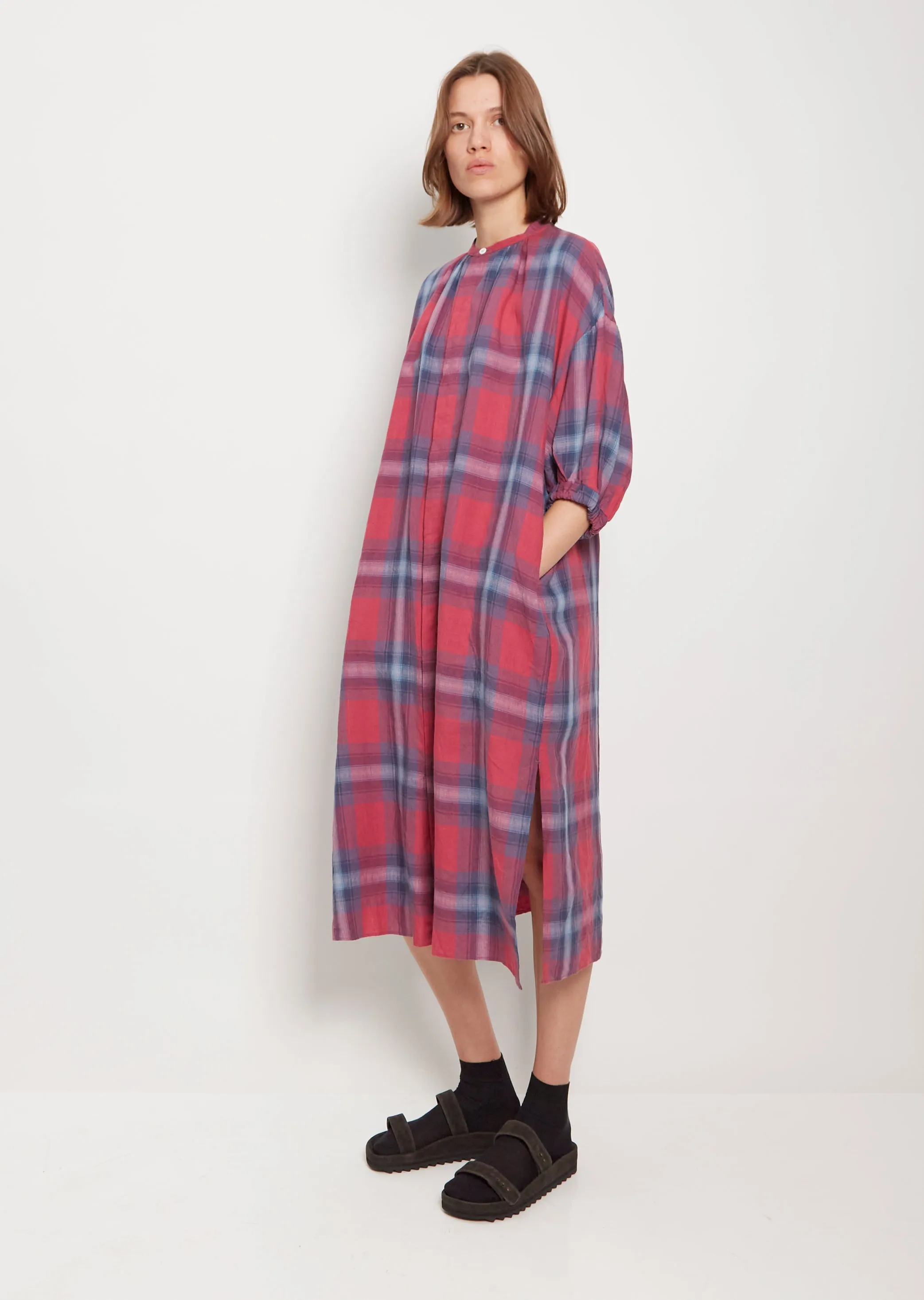 Balloon Sleeve Shirt Dress — Berry Pink