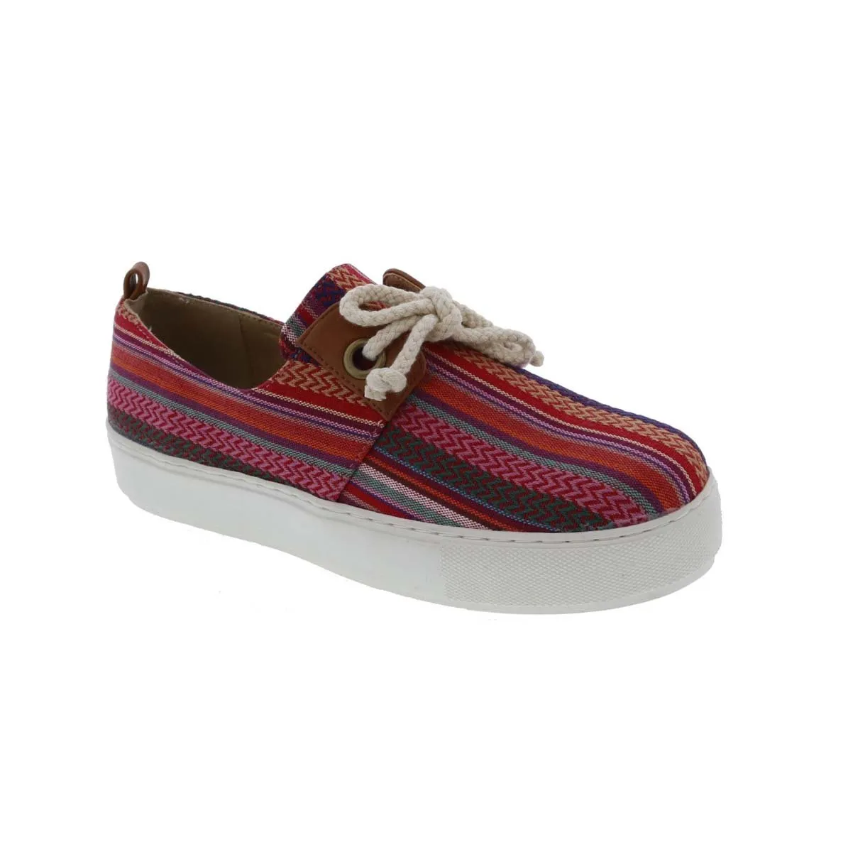 Bellini Armistace Women Sneaker In Red Multi Stripe Fabric