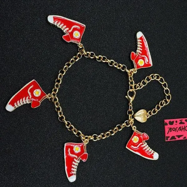 Betsey Johnson Red Enamel High Top Shoes Bracelet