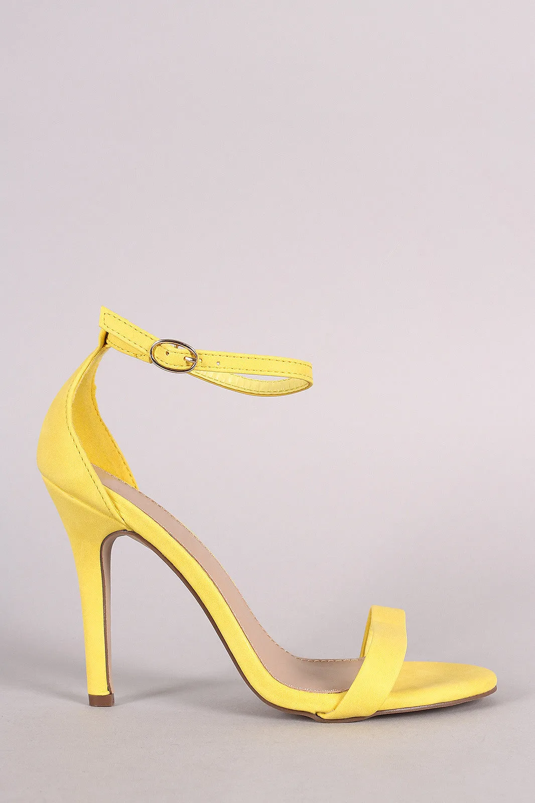 Breckelle Nubuck Thin Ankle Strap Stiletto Heel