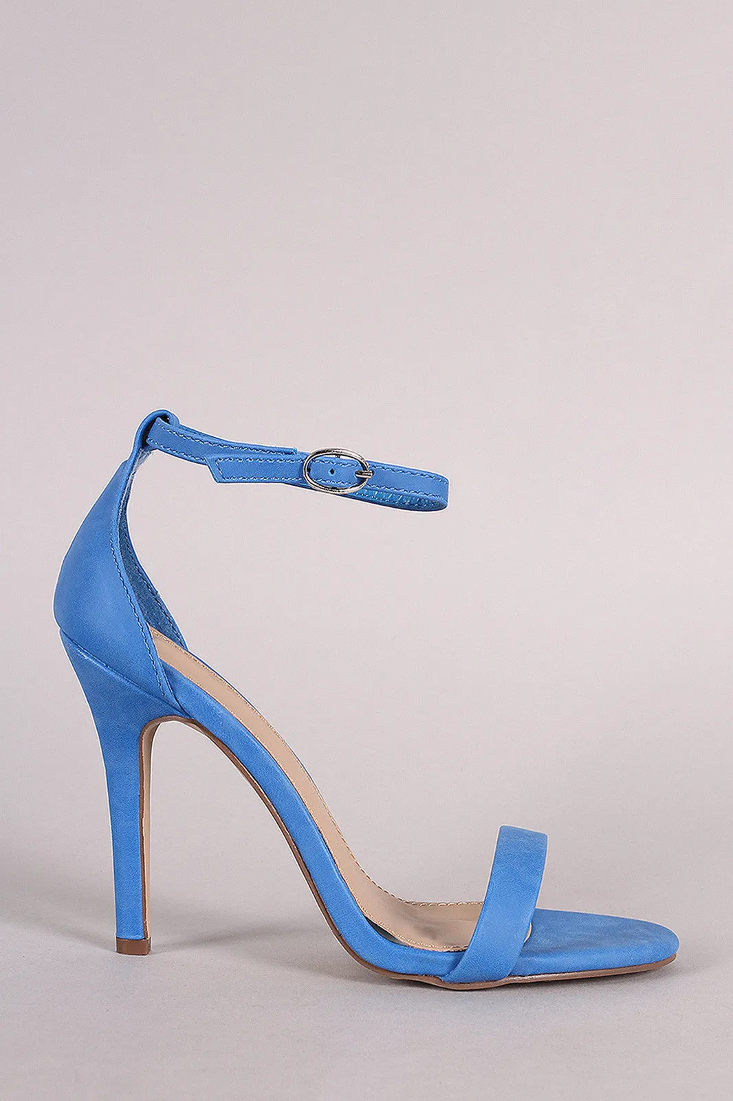 Breckelle Nubuck Thin Ankle Strap Stiletto Heel