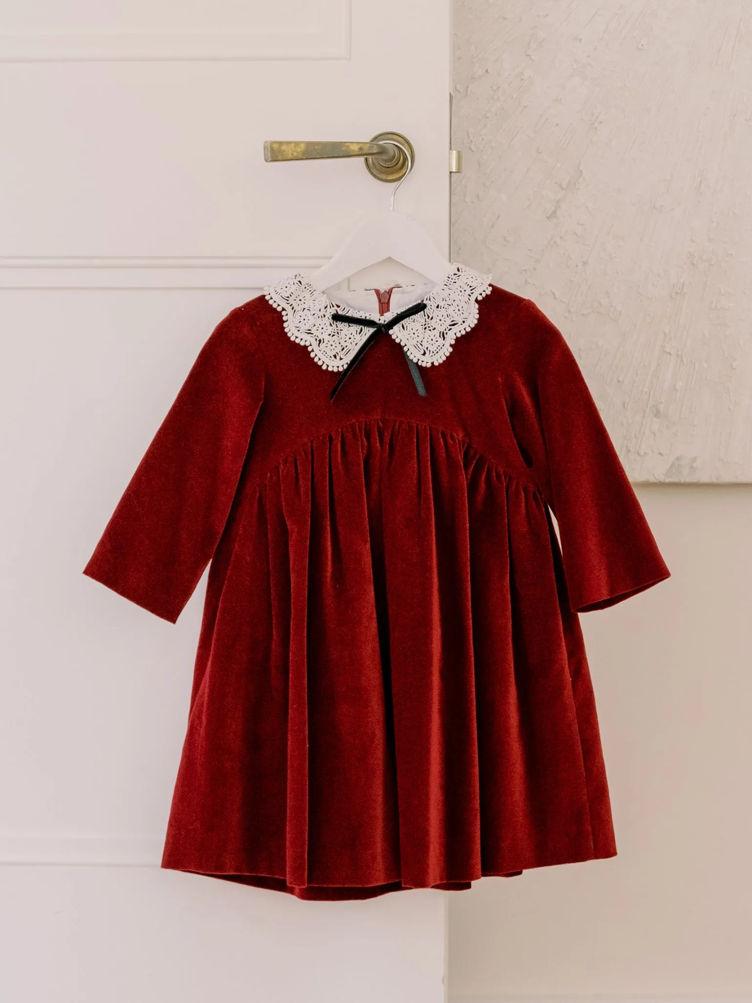 Burgundy Antonella Velvet Girl Dress