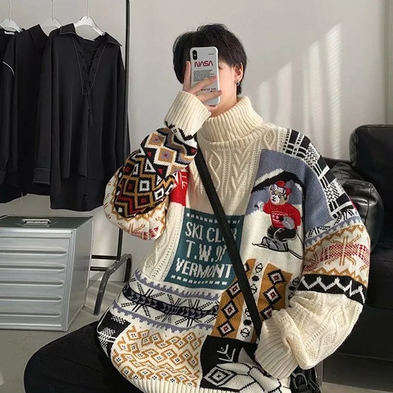 Cartoon Knitted Sweater Turtleneck Collar