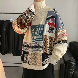 Cartoon Knitted Sweater Turtleneck Collar