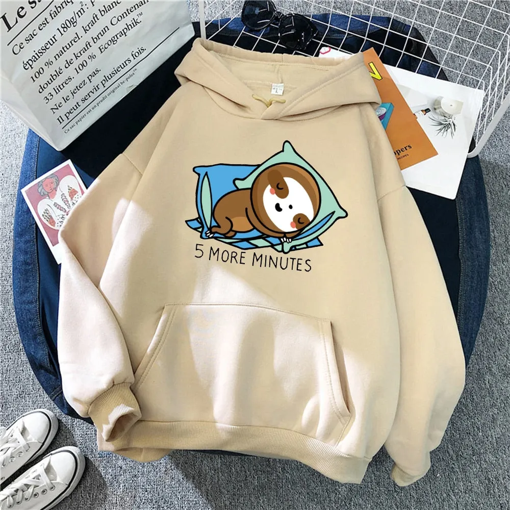 Cartoon Sloth Oversized Hoodie with Pockets