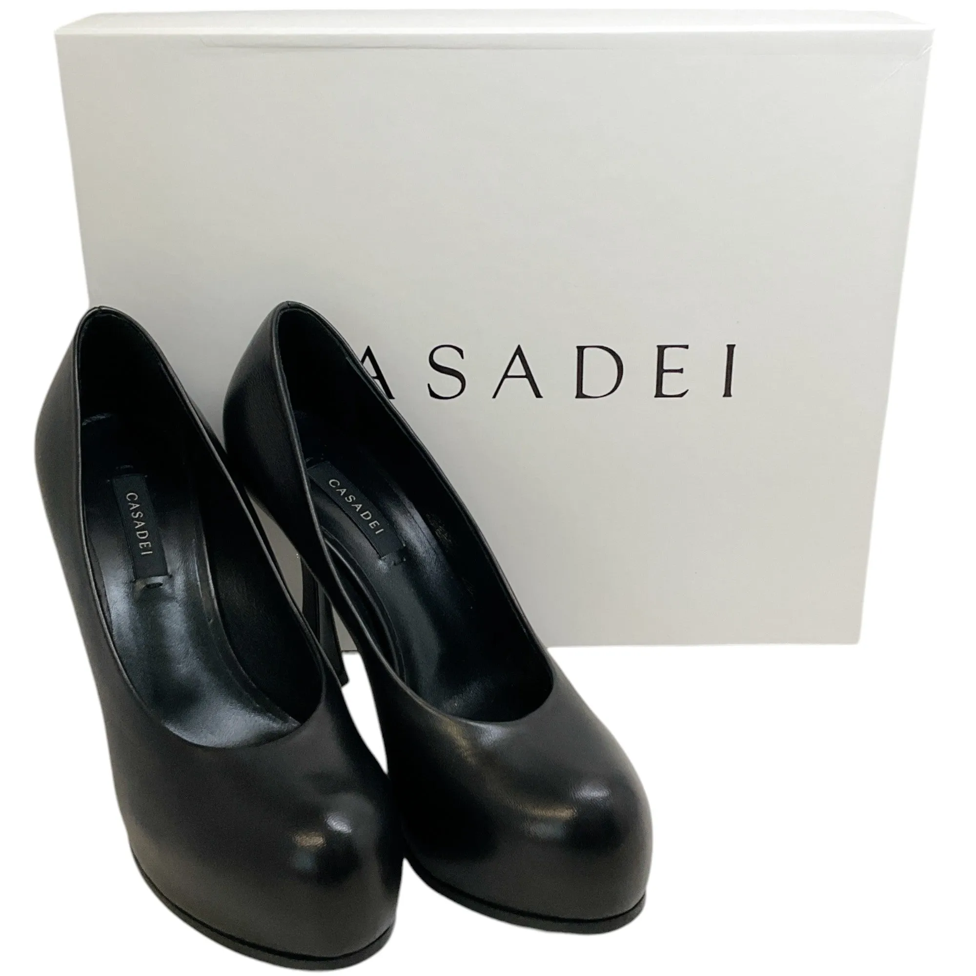 Casadei Black Leather Minorca Platform Pumps