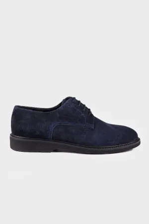 Casual 100% Genuine Leather Navy Lace-Up Shoes