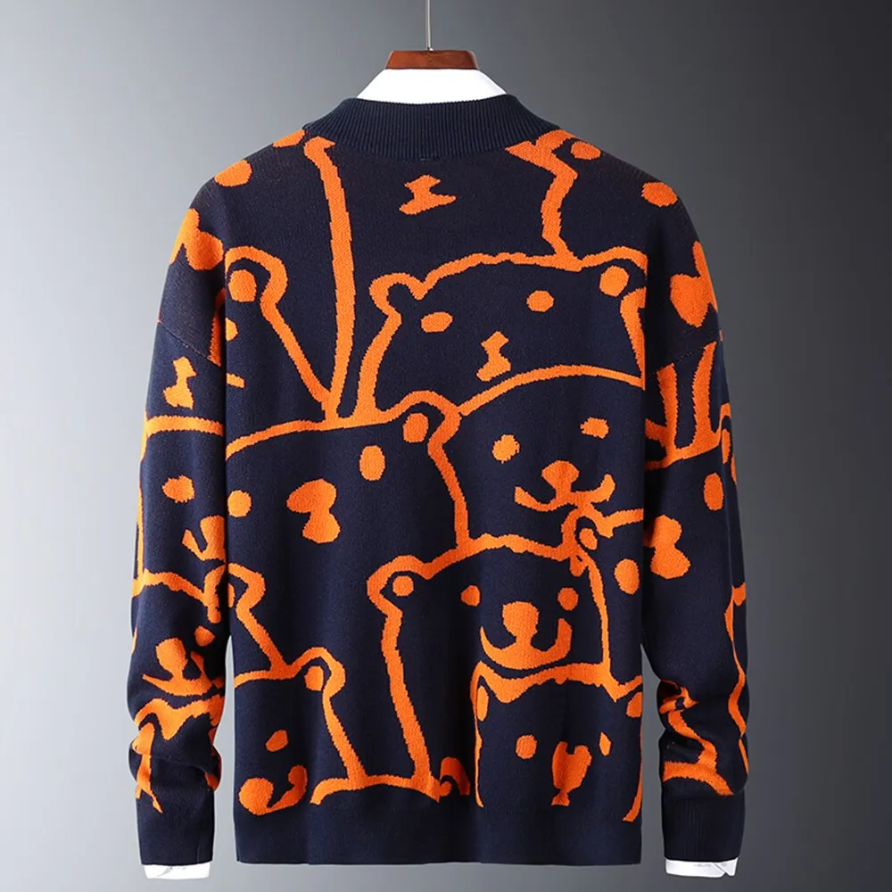 Casual Knitted Oversized Cartoon Bear Sweater