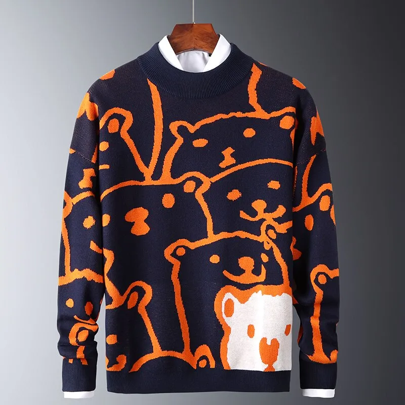 Casual Knitted Oversized Cartoon Bear Sweater