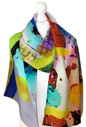 Clare OConnor Abstract Print Silk Scarf