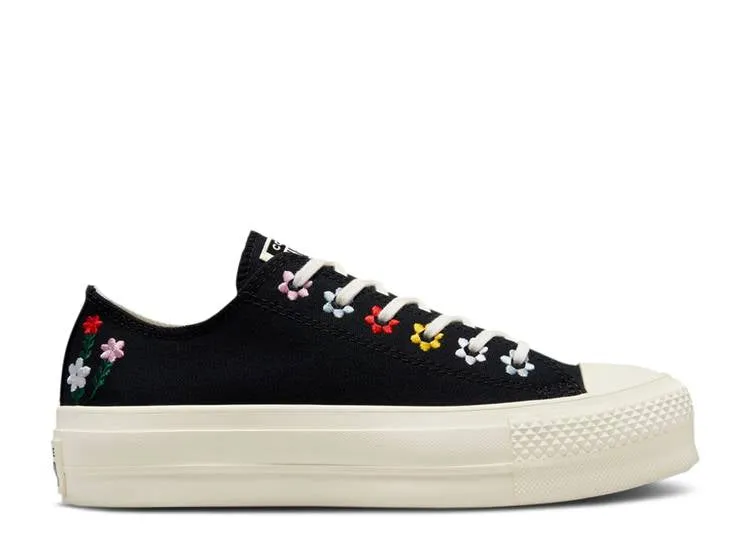 Converse WMNS CHUCK TAYLOR ALL STAR LIFT PLATFORM LOW 'FLORAL EMBROIDERY' sneakers, black