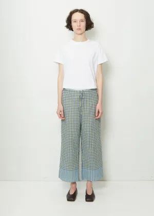 Cotton Gingham Check Drawstring Pants