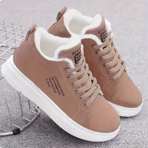 Cozy Winter LCasual Lace Up Plush Lined Shoes Womens