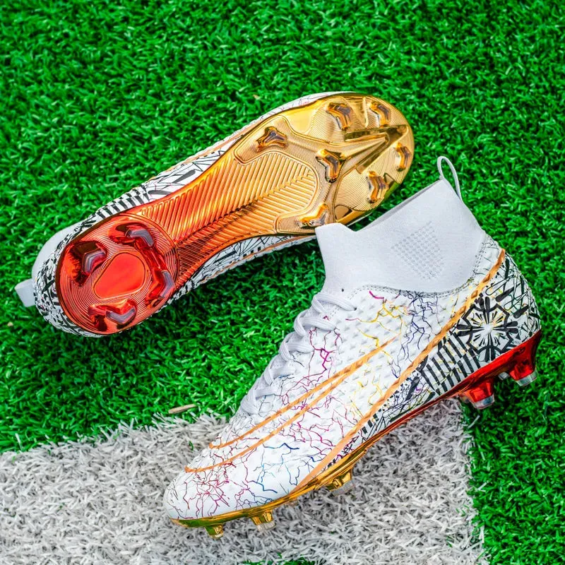 CR High Top Golden Soccer Cleats/Gold Plated Soles