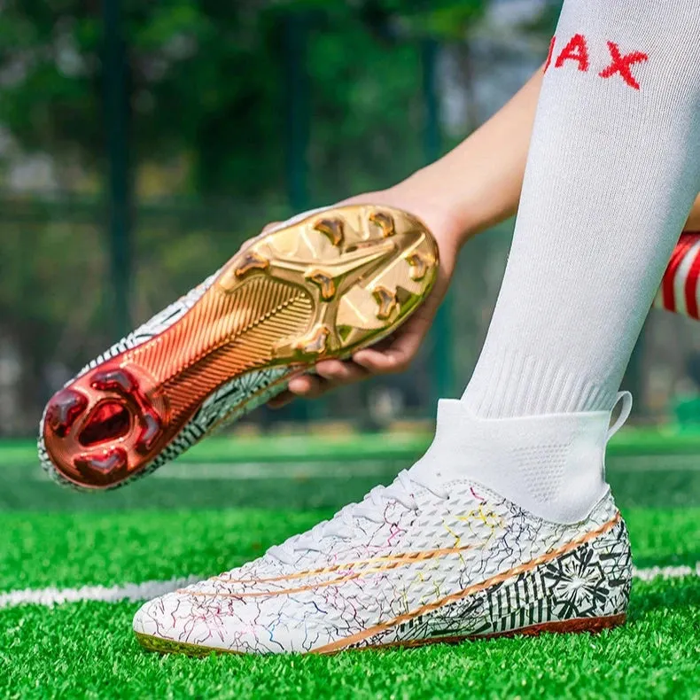 CR High Top Golden Soccer Cleats/Gold Plated Soles