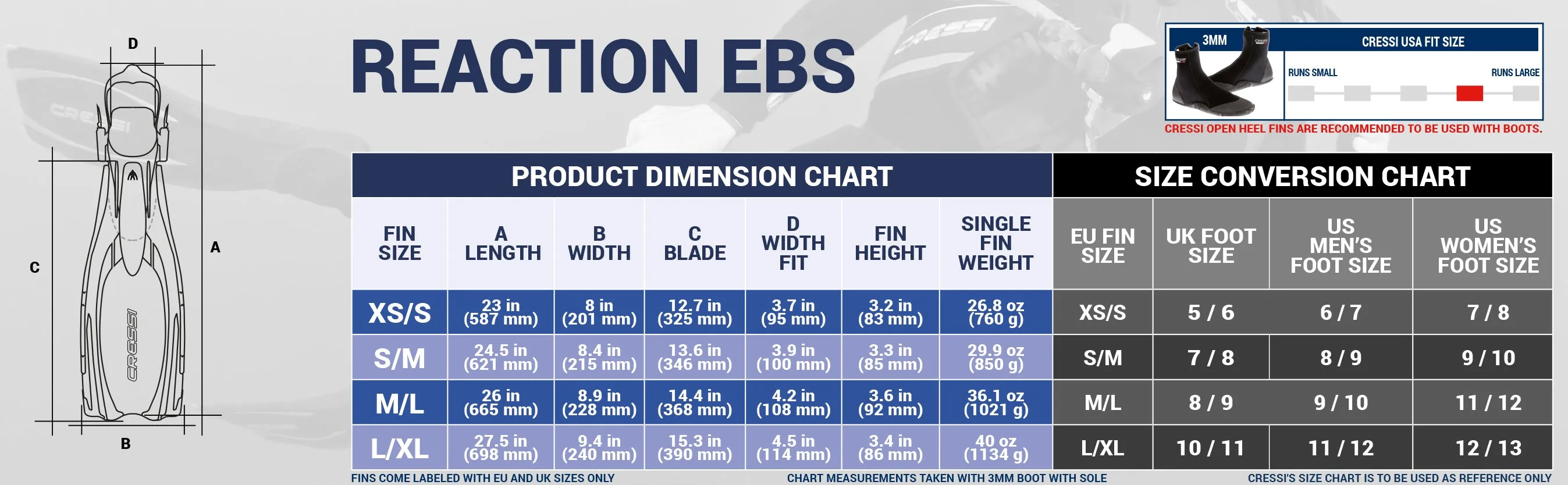 Cressi 'Reaction' EBS Fins