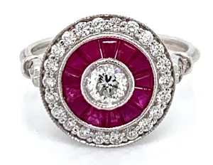 Earth Grown Ruby & Diamond 18ct White Gold Target Ring