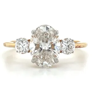 Eloise - 14ct Yellow Gold 1.93ct Oval and Round Three Stone Laboratory Grown Diamond Engagement Ring