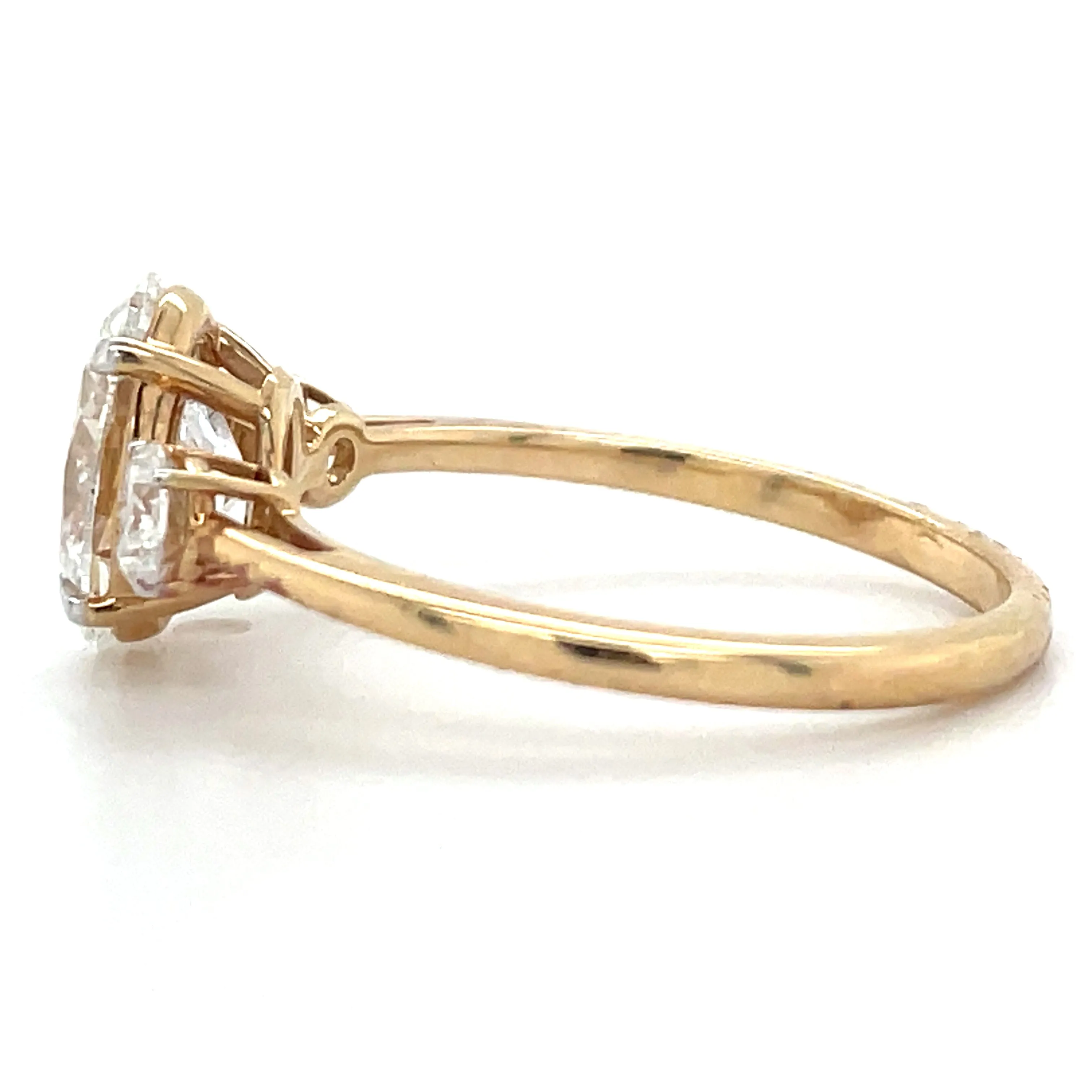 Eloise - 14ct Yellow Gold 1.93ct Oval and Round Three Stone Laboratory Grown Diamond Engagement Ring