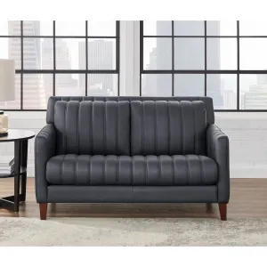 Ennis Leather Loveseat - Gunmetal