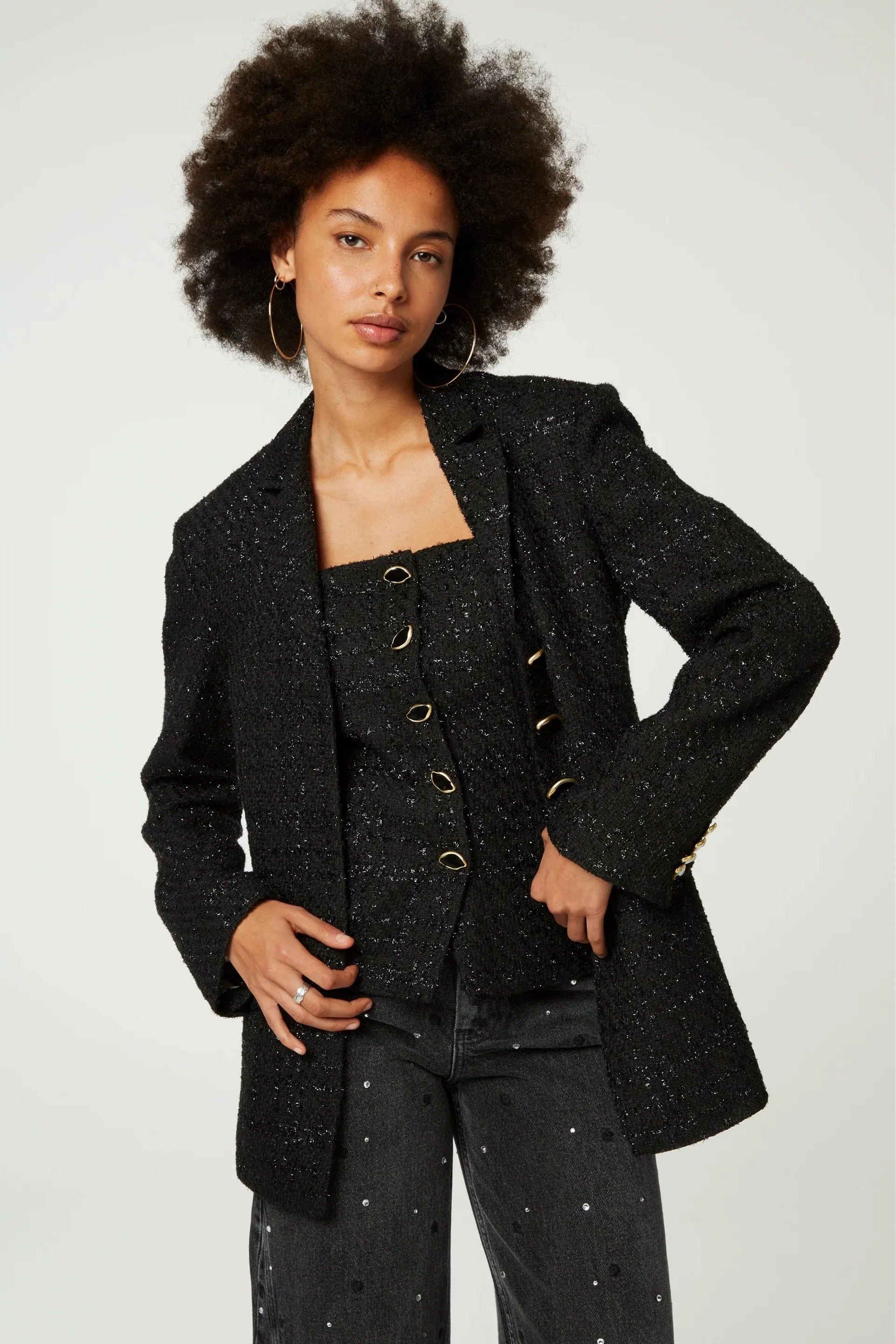 Fabienne Chapot Cher Tweed Blazer Black