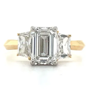 Fiadh - 18ct Yellow Gold 2.06ct Laboratory Grown Emerald Cut Diamond Engagement Ring With Side Stones