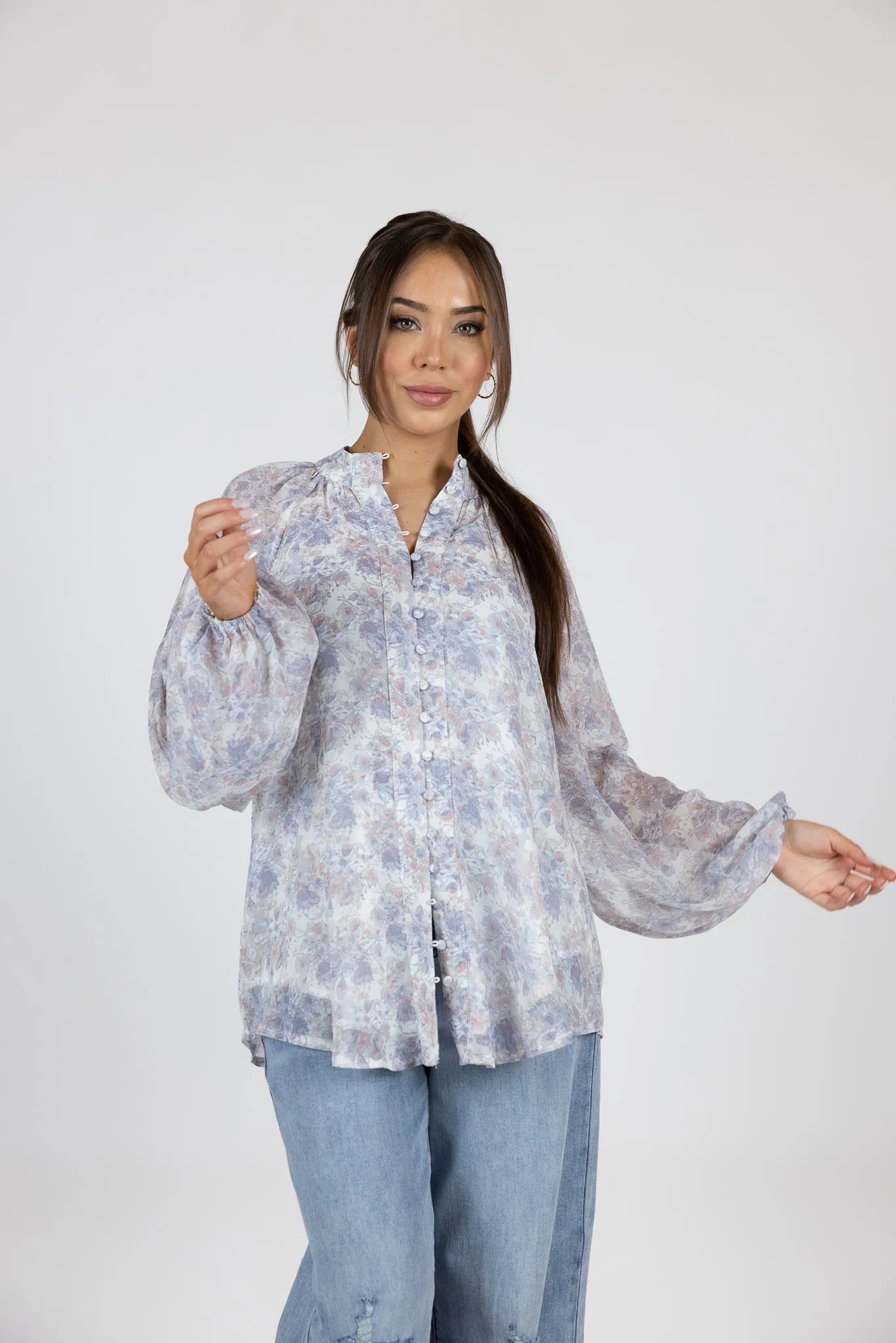 Floral Button Shirt Blouse