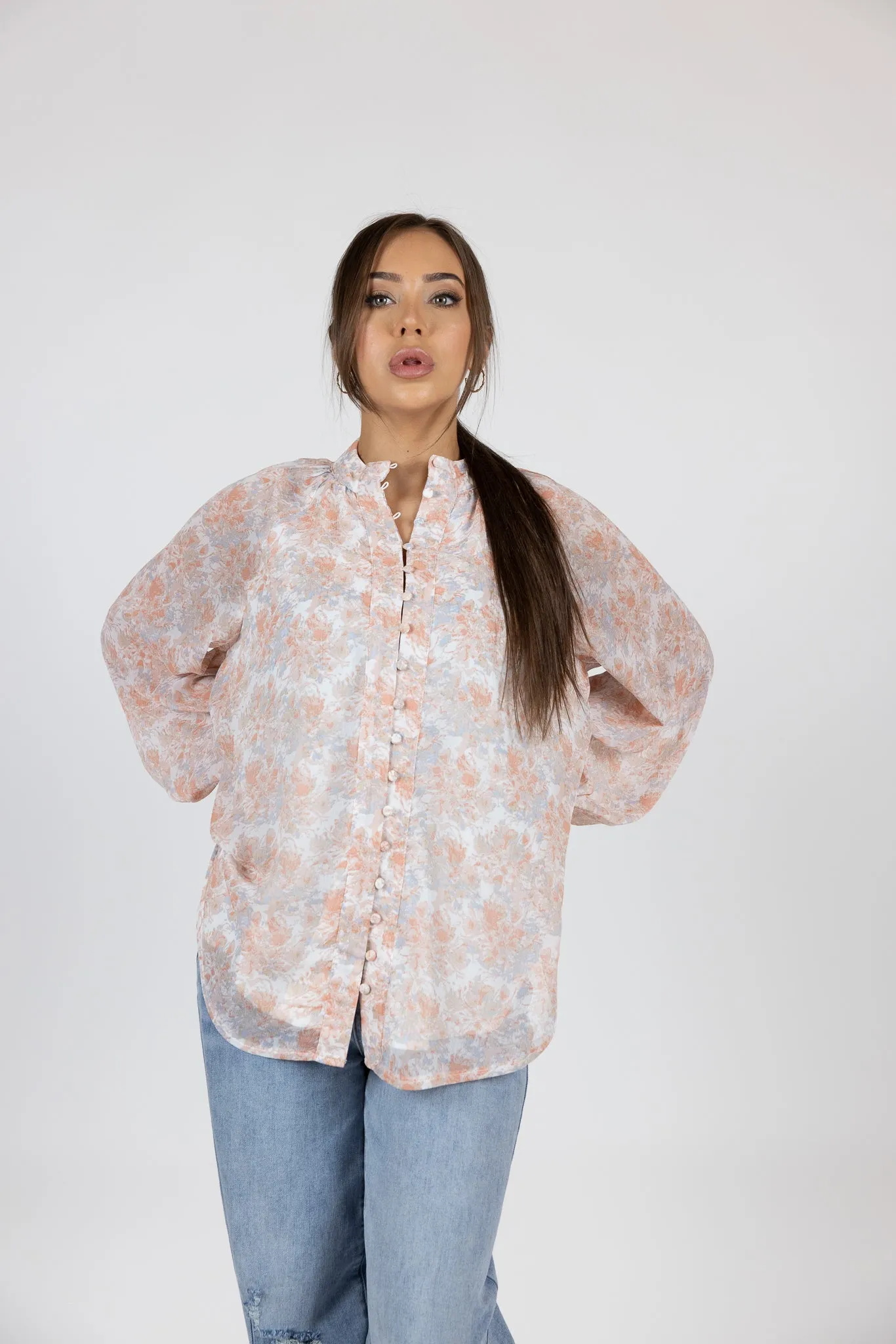 Floral Button Shirt Blouse