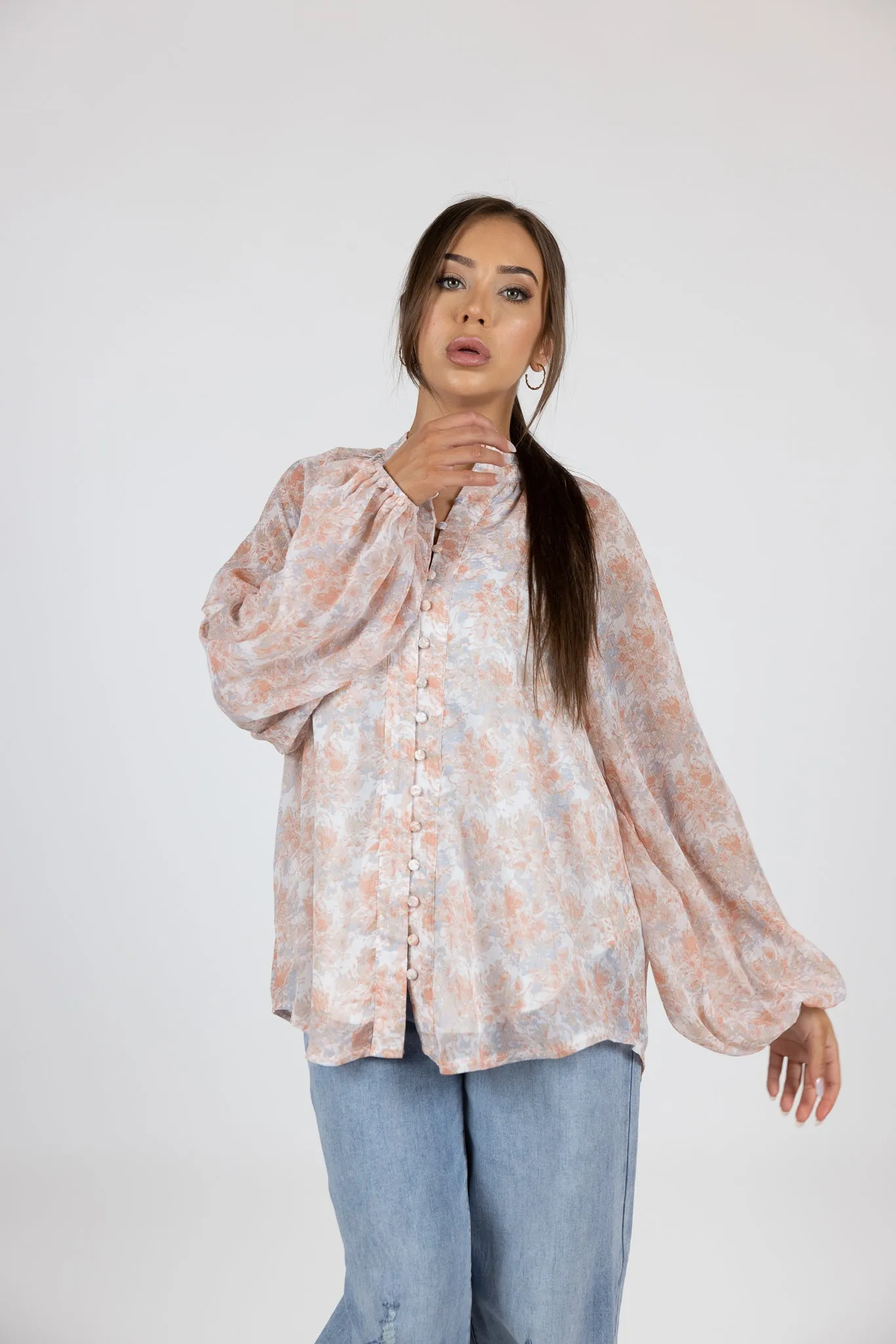 Floral Button Shirt Blouse